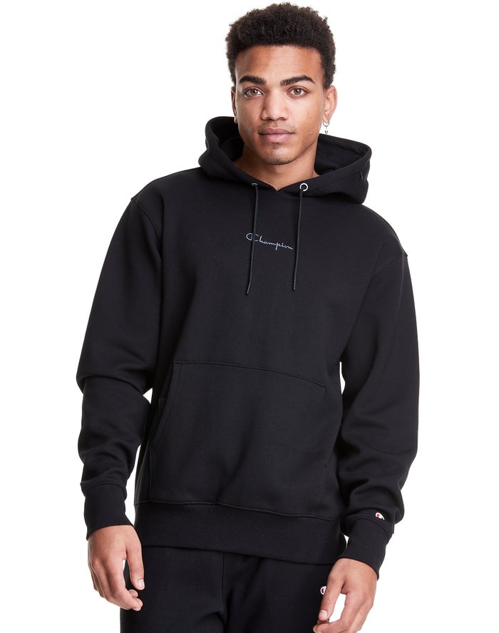 Champion Tech Weave Script Logo Hoodie Heren - Zwart - Belgie 6357LANDJ